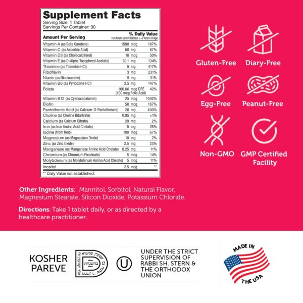 Vista lateral envase Zahler multivitaminas masticables niños