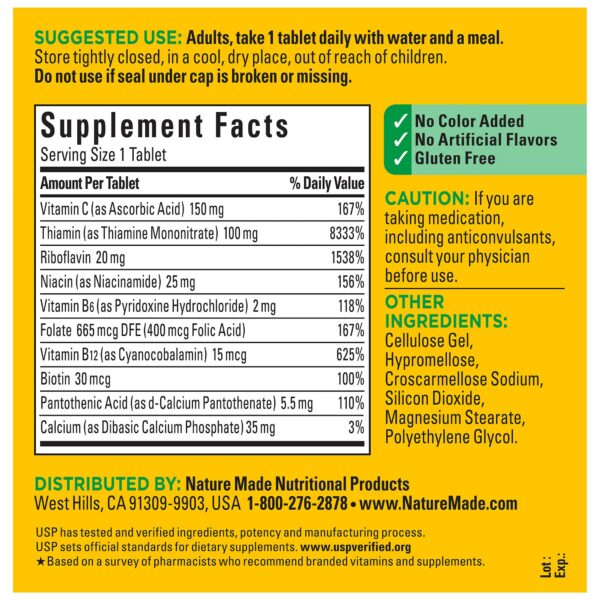 Vista lateral frasco Nature Made Super B Complex