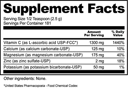 Vista lateral frasco polvo vitamina c nutribiotic