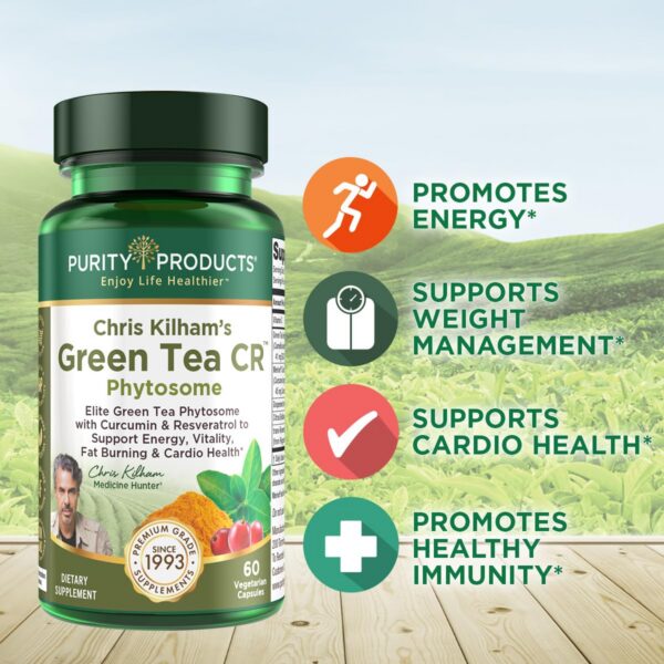 Vista lateral frasco té verde Purity Products