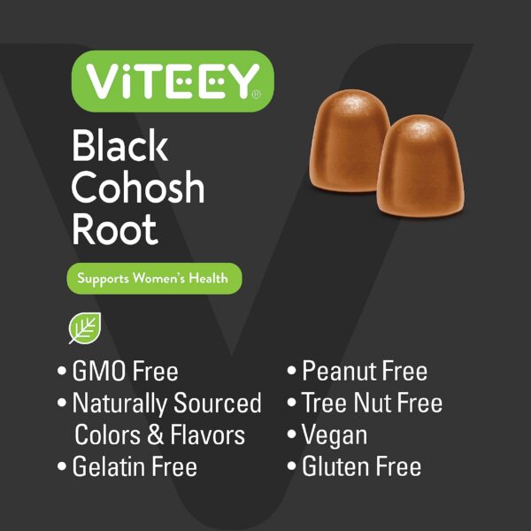 Vista lateral gomitas Viteey cohosh negro 60 unidades