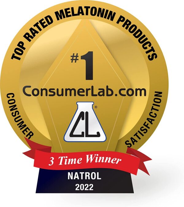 Vista lateral caja Natrol melatonina 10 mg 60 tabletas