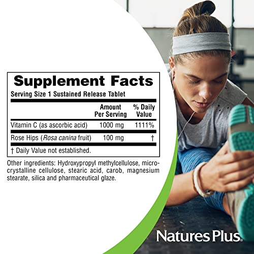 Vista lateral NaturesPlus vitamina C con escaramujo