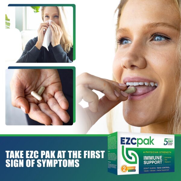 Vista lateral paquete EZC Pak suplemento inmunológico 2 unidades