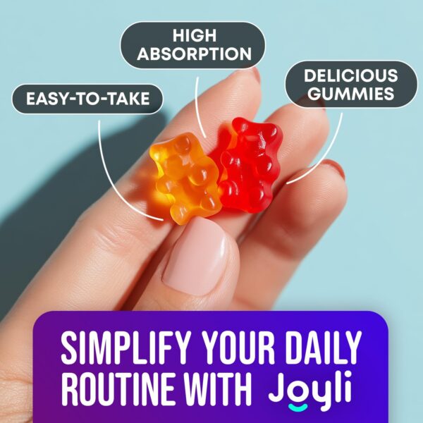 Version 1.0.0 Vista lateral del paquete de gomitas Magnesio y Ashwagandha JOYLI