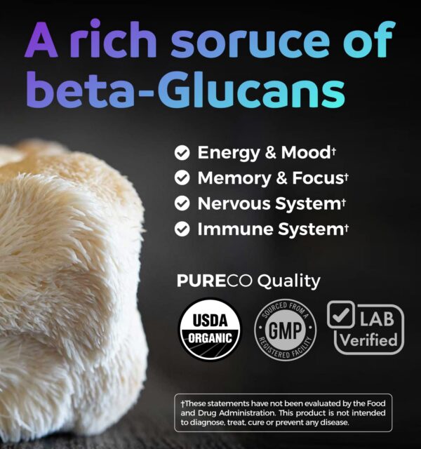 Vista lateral paquete PURE CO cúrcuma melena de león