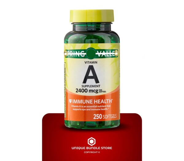 Vista lateral del paquete Unique Bundle Store vitamina A