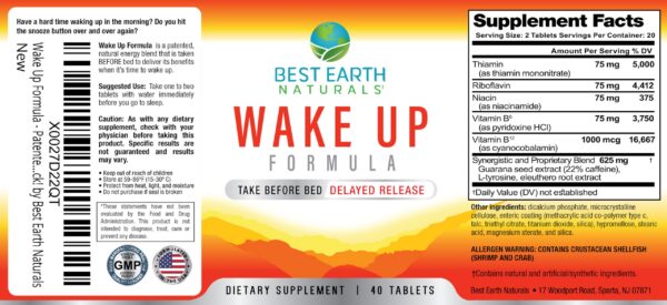 Vista lateral del suplemento Wake Up de Best Earth Naturals