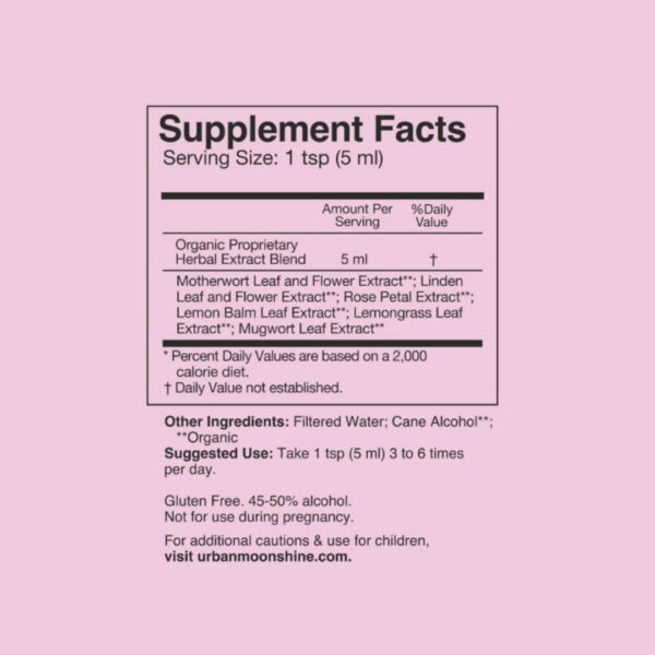 Vista lateral tónico Herbal Urban Moonshine estrés y nervios