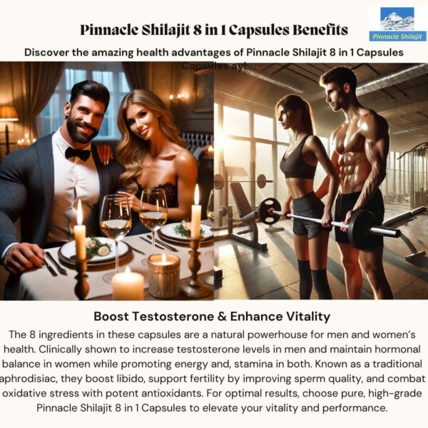 Vista superior cápsulas PINNACLE SHILAJIT para energía y claridad