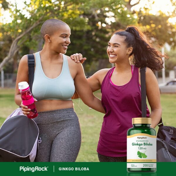 Vista superior frasco suplemento Piping Rock Ginkgo Biloba