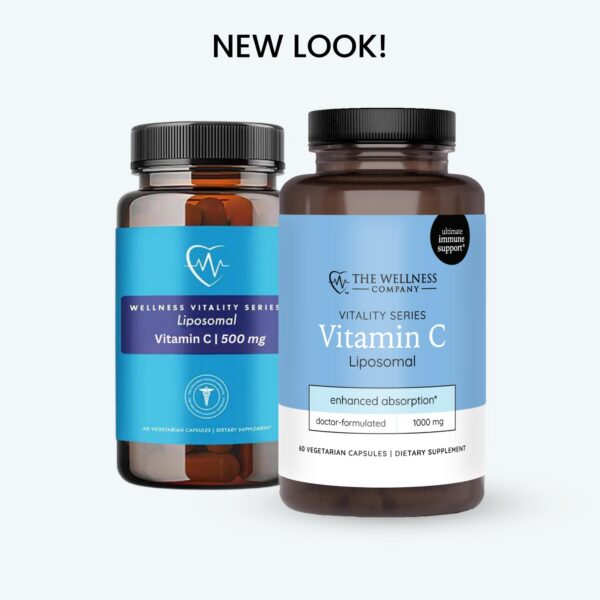 Version 1.0.0 Vista superior frasco Vitamin C liposomal 60 cápsulas