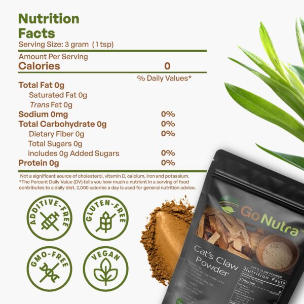 Version 1.0.0 Vista trasera bolsa polvo uña de gato Go Nutra