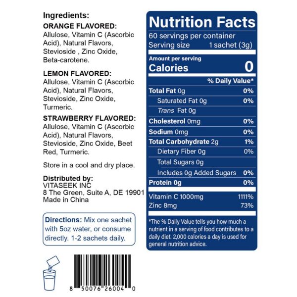 Envase de VitaSeek para viaje