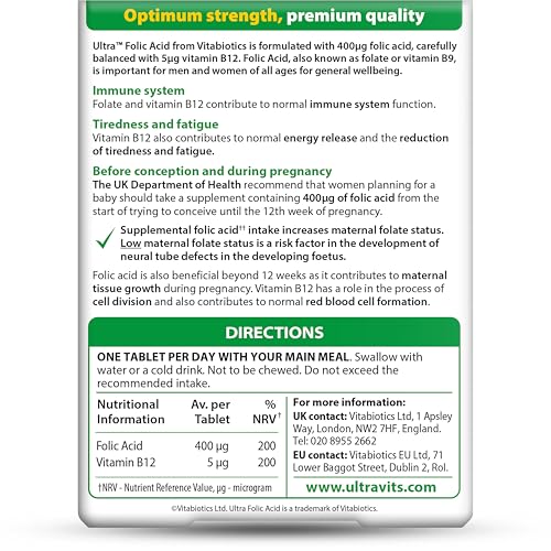Version 1.0.0 Parte trasera frasco Vitabiotics Ultra Ácido Fólico