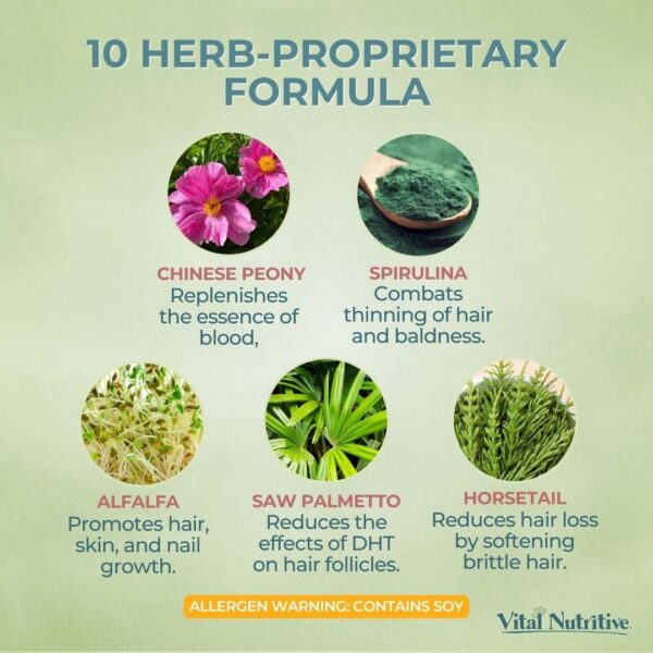 Cápsulas y etiqueta de Vital Hair Complex