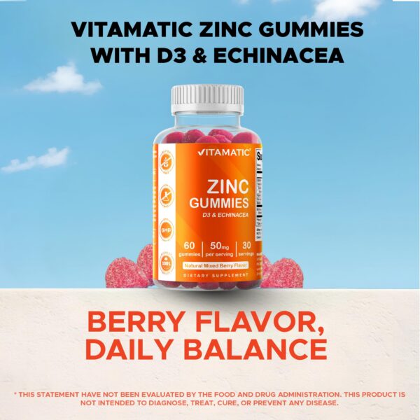 Parte trasera de la caja Vitamatic Zinc Gummies