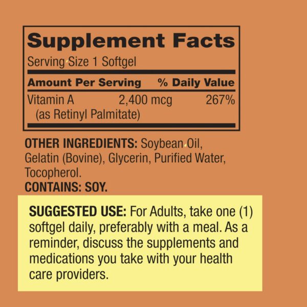 Vitamina A en cápsulas blandas para bienestar y salud ocular