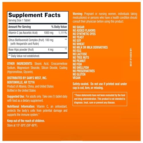 Vitamina C 1000mg con bioflavonoides cítricos y escaramujo