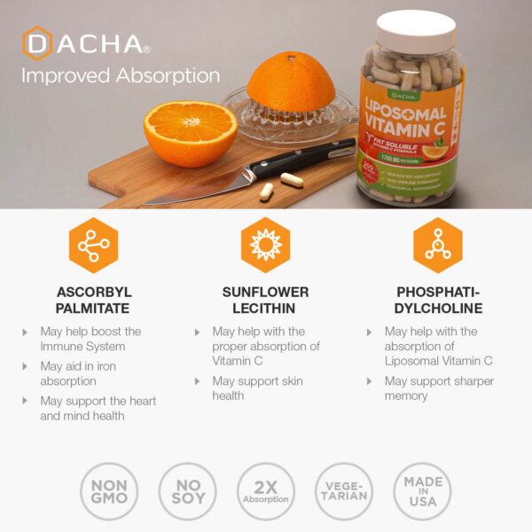 Vitamina c liposomal Dacha ingredientes no ogm 200 cápsulas