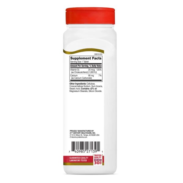 Vitamina D3 21st Century suplemento para salud ósea