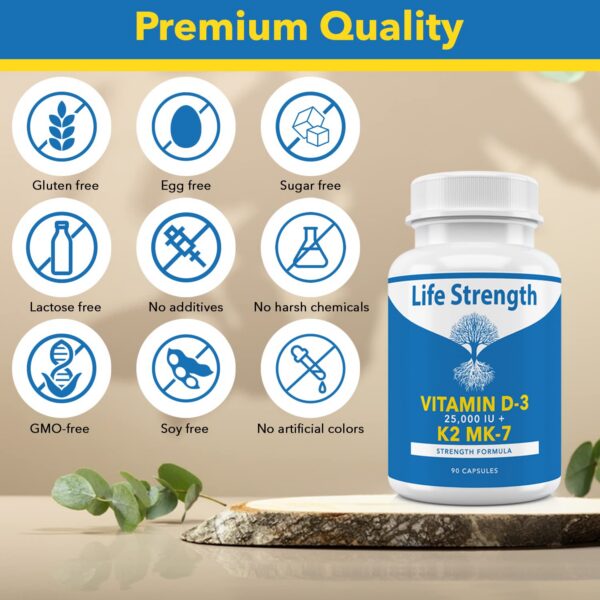Vitamina K2 MK7 y D3 25000 IU para fortalecer huesos y músculos