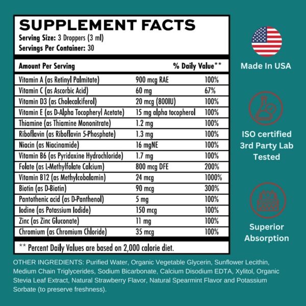 Version 1.0.0 Vitaminally multivitaminas mujer gotas líquidas sabor fresa menta