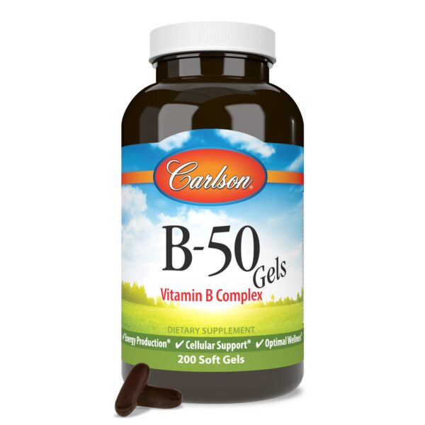 Vitaminas B complejas Carlson B-50 cápsulas blandas alta potencia bienestar