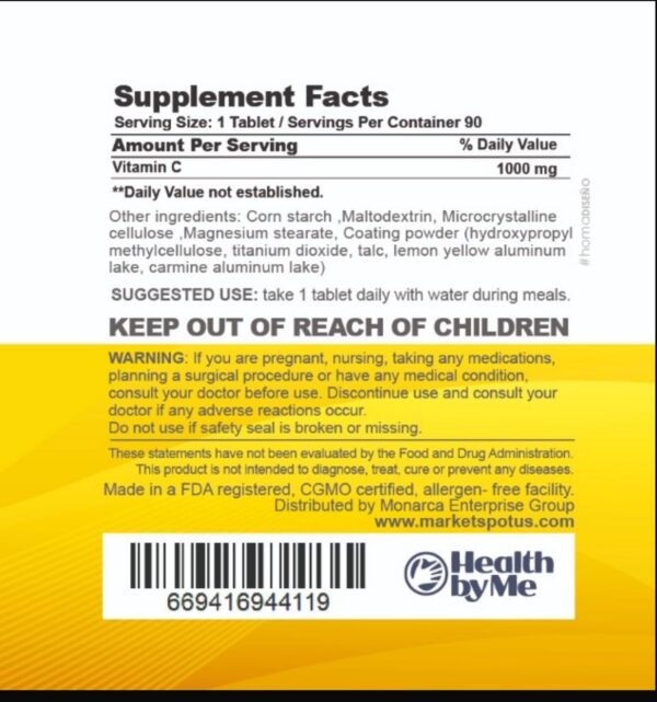Version 1.0.0 Vitaminas c 1000 mg HEALTH BY ME para salud de piel energía y colágeno