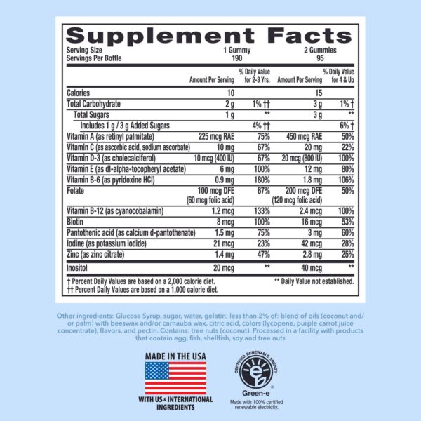 Vitaminas infantiles con nutrientes esenciales y sin alérgenos