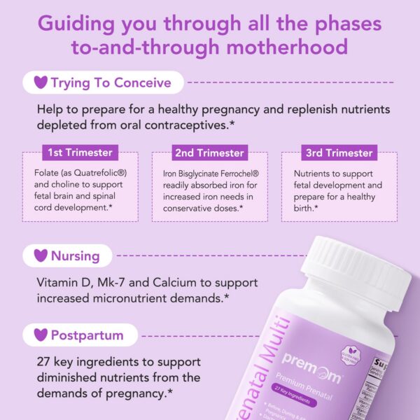 Vitaminas premom vegetarianas sin alérgenos para embarazo