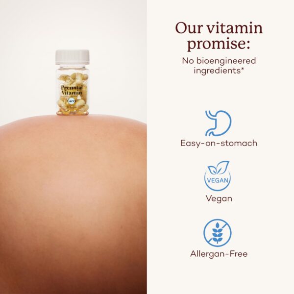 Vitaminas prenatales Premama paquete lateral y cápsulas