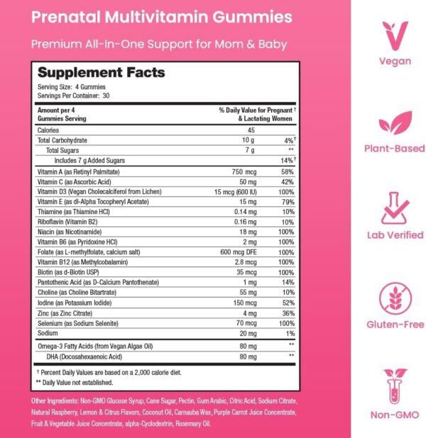 Vitaminas prenatales veganas Mother's Promise 100% libres de alérgenos
