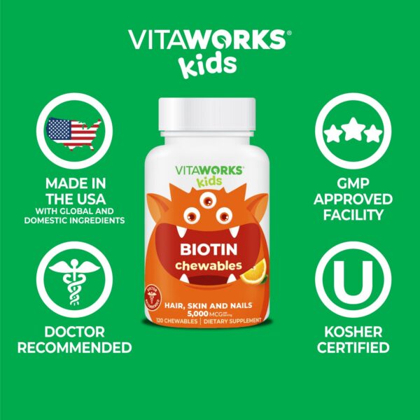 Vitaminas para uñas y piel VitaWorks Biotina para niños