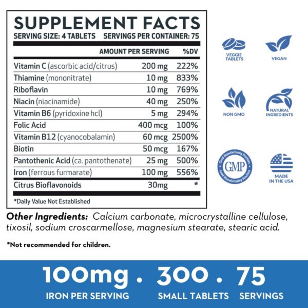 Envase de Vitaminerals Deceliron 300 tabletas