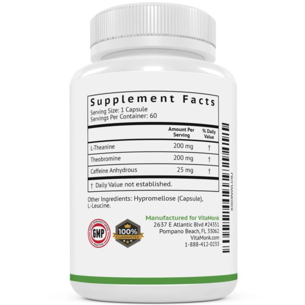 VitaMonk cafeína y teanina fórmula natural sin efectos secundarios