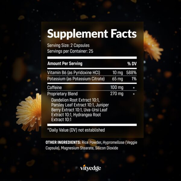 Version 1.0.0 Empaque de Vityedge diurético natural