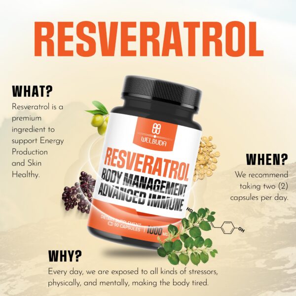 Vista lateral frasco WELBUDA trans-resveratrol