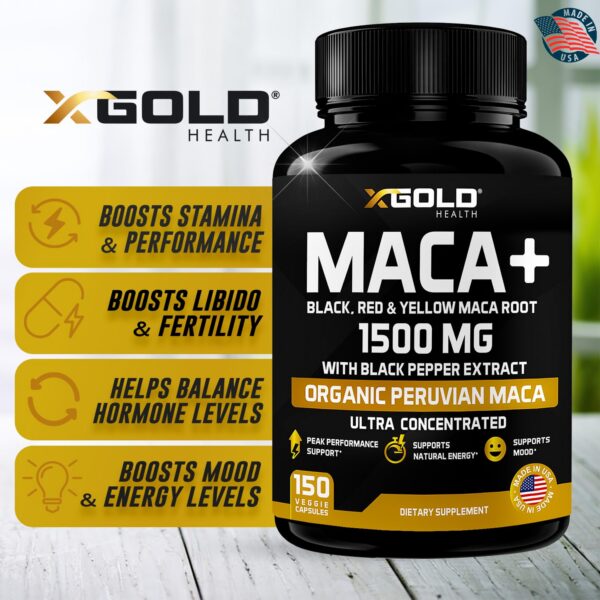 X Gold Health suplemento maca para energía y ánimo