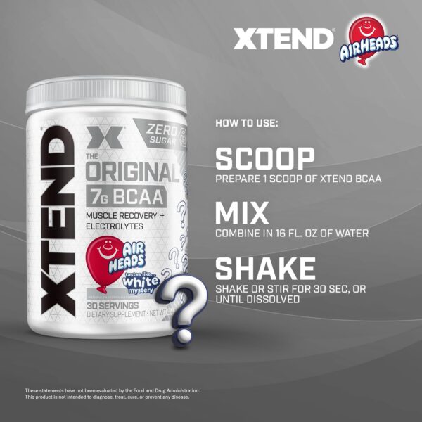 Caja y etiqueta de Xtend BCAA powder