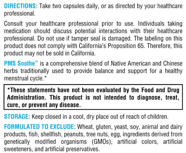 Version 1.0.0 Cápsulas XYMOGEN PMS Soothe sin ingredientes artificiales