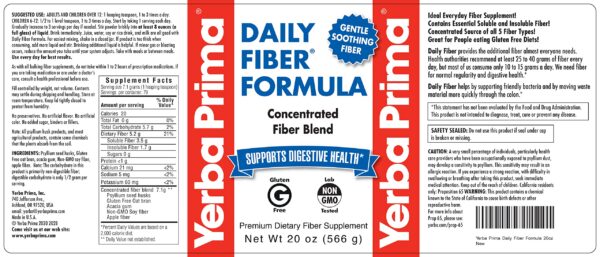 Yerba Prima fibra polvo mezcla natural sin gluten y no GMO