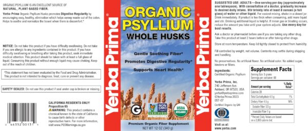 Visión lateral Yerba Prima Psyllium orgánico