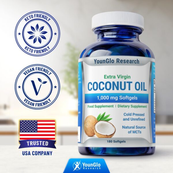 Frasco de aceite de coco YounGlo Research