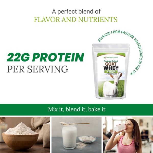 Porción de proteína de cabra en polvo