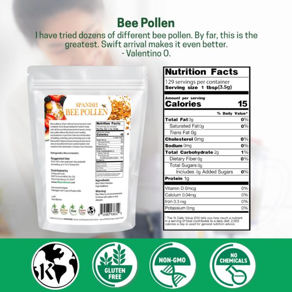 Polen de abeja crudo en recipiente