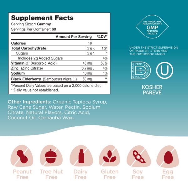 Detalle gomita Zahler vitaminas C zinc y saúco negro