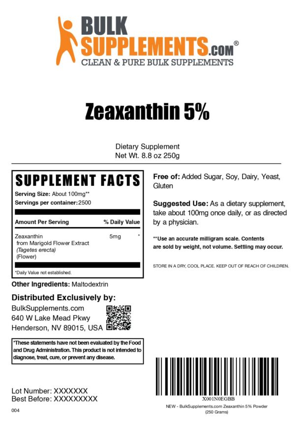 Version 1.0.0 Zeaxantina en polvo de extracto de flor de caléndula