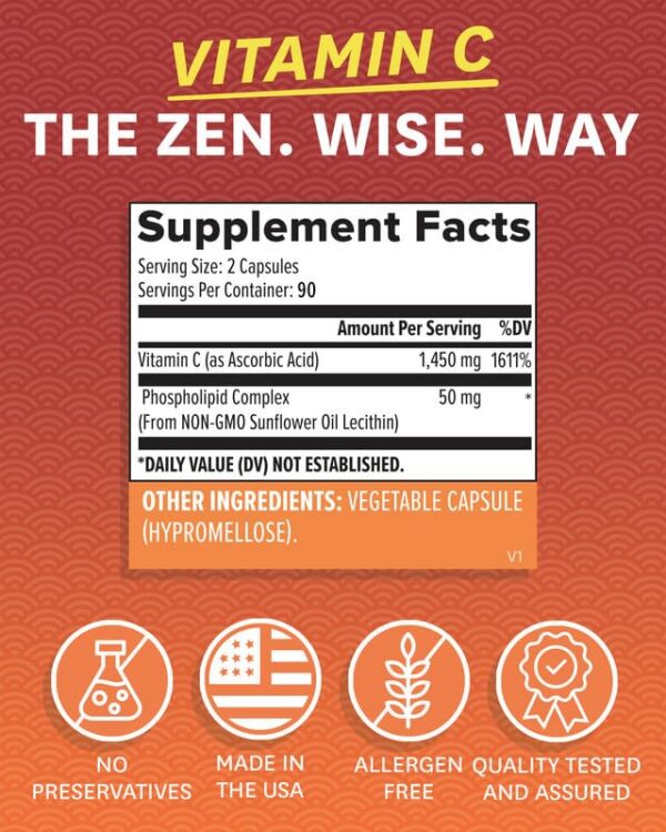 Zenwise suplemento vitamina c frasco lateral