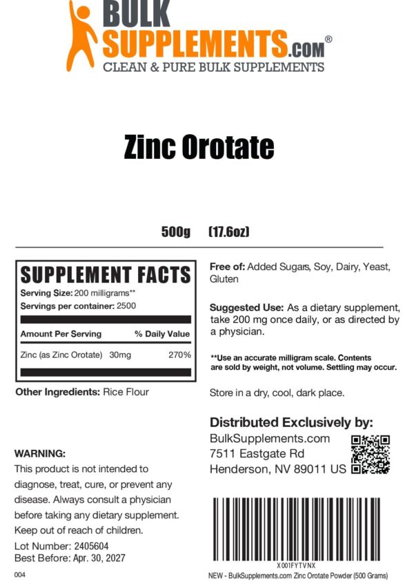 Interior del frasco de zinc orotato